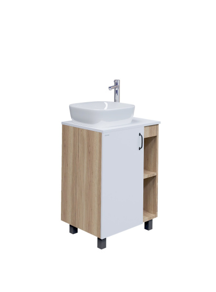 Тумба под раковину в ванной напольная Grossman ФЛАЙ-70 см, дуб сонома/белая